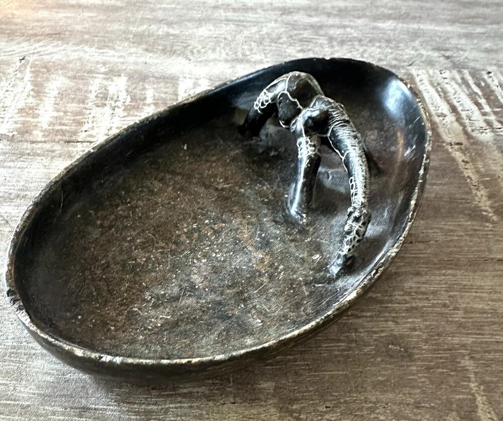 Africa Carved Soap Stone Giraffe Drinking Trinket Dish Tray Bowl Animal Figurine